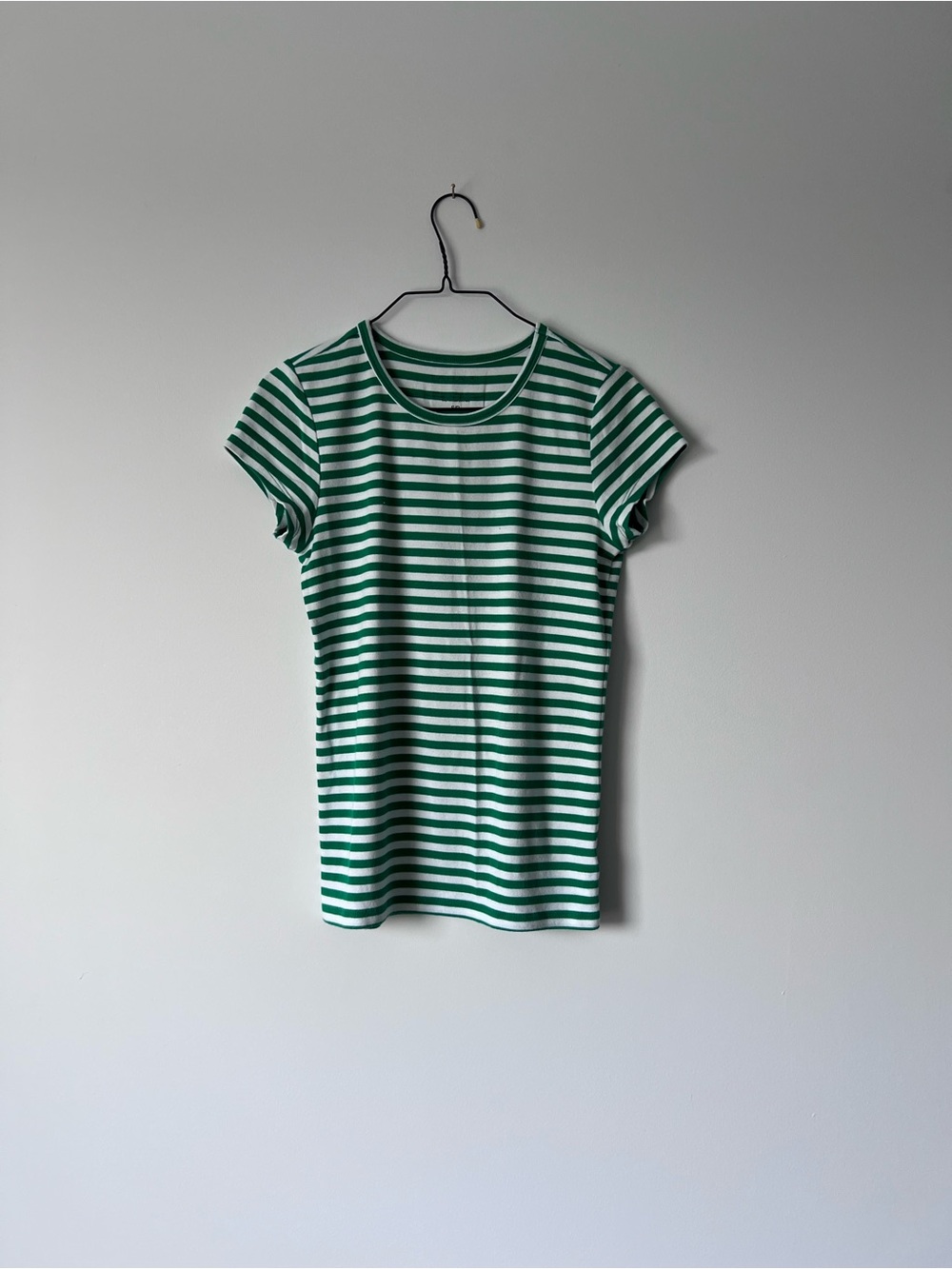 Tahari Green & White Striped Short Sleeve Tee